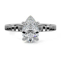 Platinum Pear Diamond Solitaire Engagement Ring with Textured Band