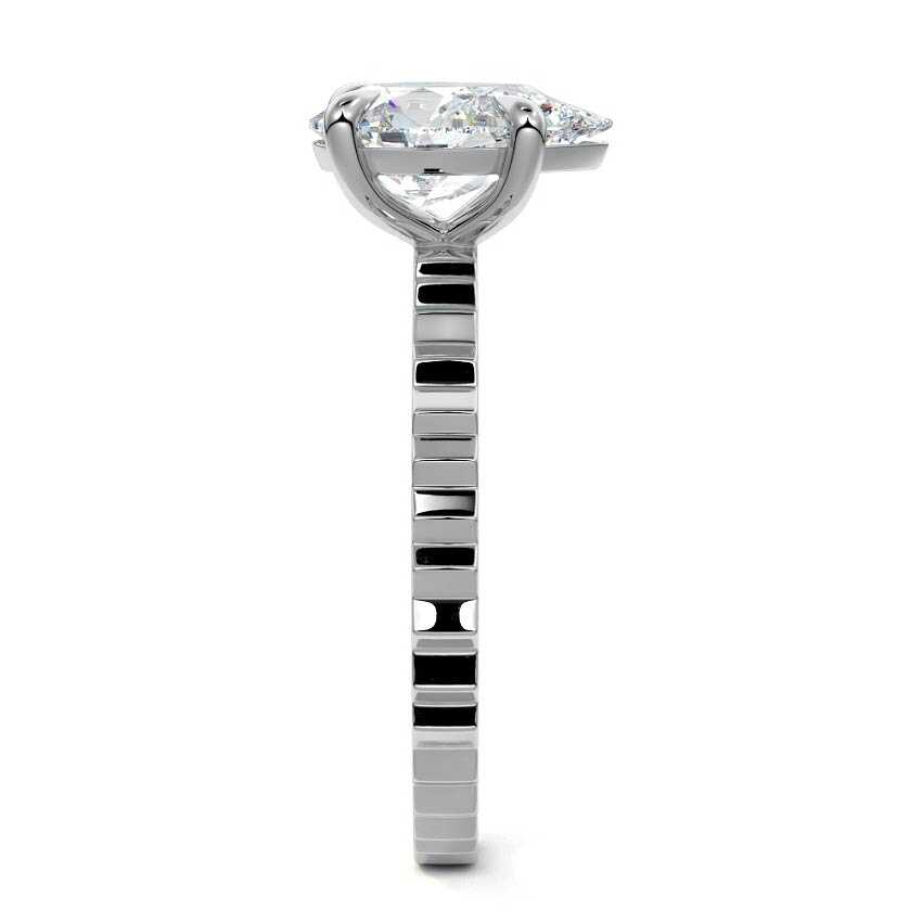 Platinum Pear Diamond Solitaire Engagement Ring with Textured Band
