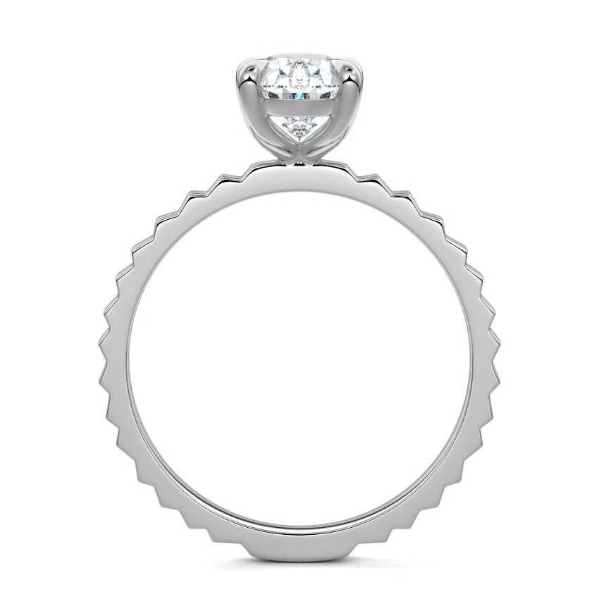 Platinum Pear Diamond Solitaire Engagement Ring with Textured Band