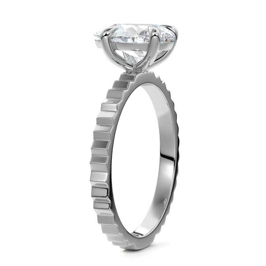 Platinum Pear Diamond Solitaire Engagement Ring with Textured Band