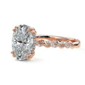Rose gold Oval Diamond Hidden Halo Engagement Ring with Twisted Pavé Band
