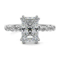 Platinum Radiant Diamond Hidden Halo Engagement Ring with Twisted Pavé Band