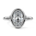 Silver Oval Diamond Solitaire Engagement Ring 