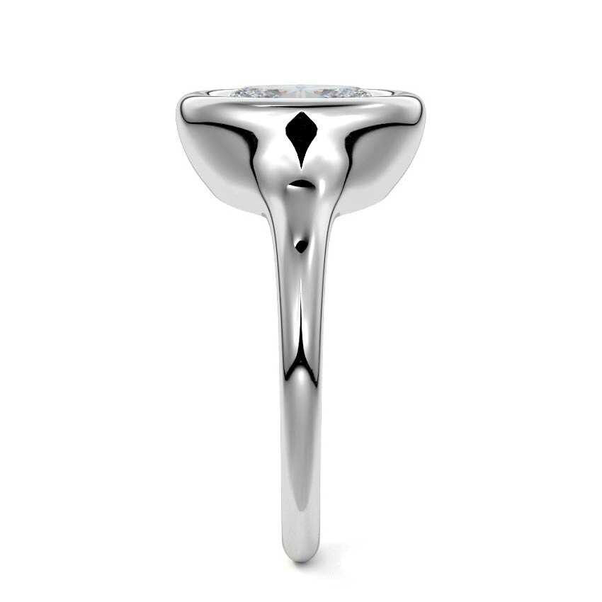 Silver Oval Diamond Solitaire Engagement Ring