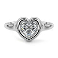Silver Heart Diamond Solitaire Engagement Ring