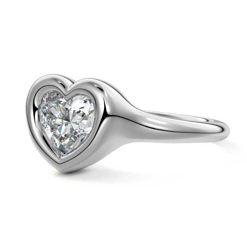 Silver Heart Diamond Solitaire Engagement Ring