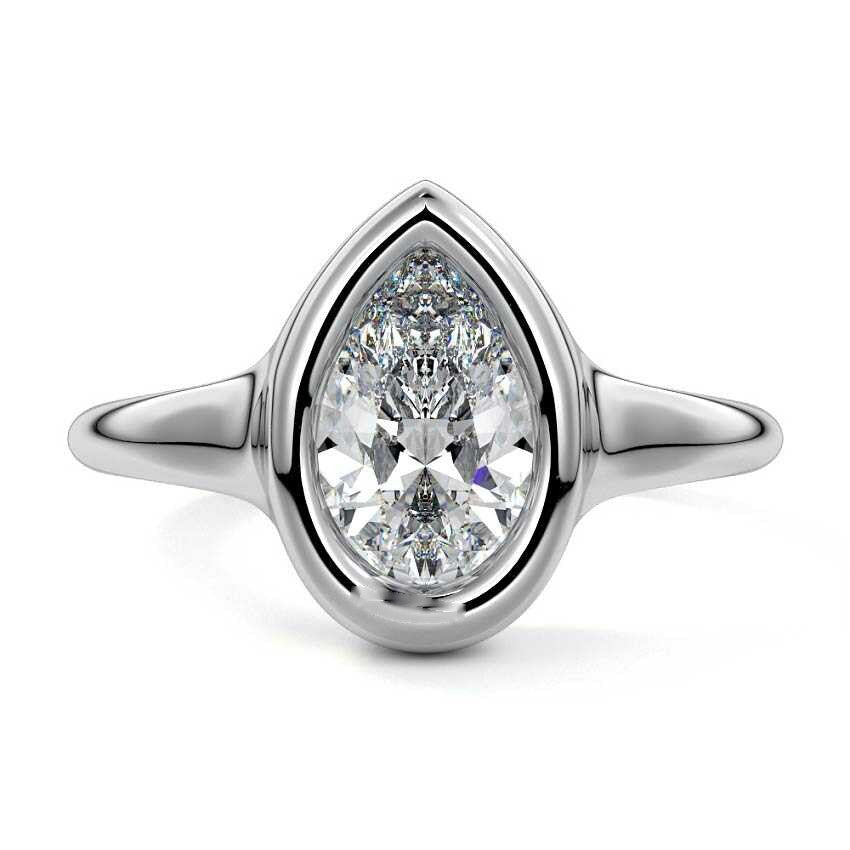 Platinum Pear Diamond Solitaire Engagement Ring 