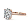 Rose gold Cushion Diamond Solitaire Engagement Ring with Hidden Halo