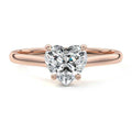 Rose gold Heart Diamond Solitaire Engagement Ring with Hidden Halo