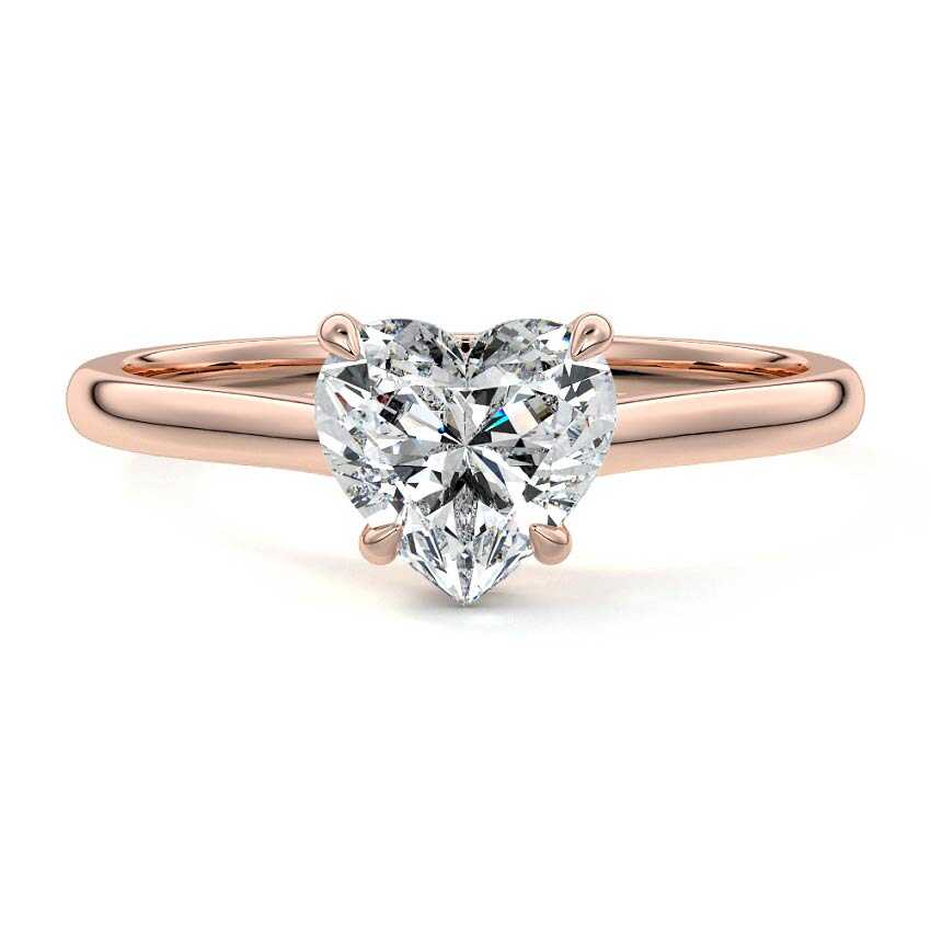 Rose gold Heart Diamond Solitaire Engagement Ring with Hidden Halo