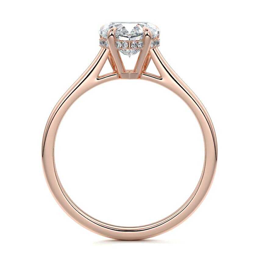 Rose gold Heart Diamond Solitaire Engagement Ring with Hidden Halo