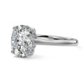 Platinum Cushion Diamond Solitaire Engagement Ring with Hidden Halo