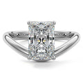 Silver Radiant Diamond Solitaire Engagement Ring