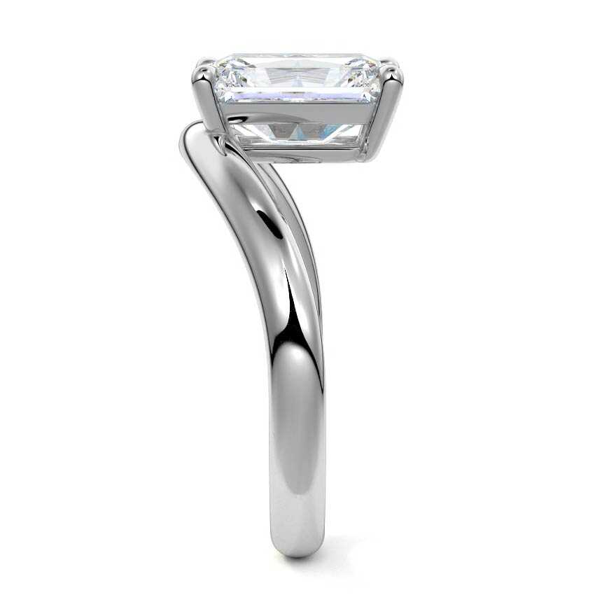 Silver Radiant Diamond Solitaire Engagement Ring