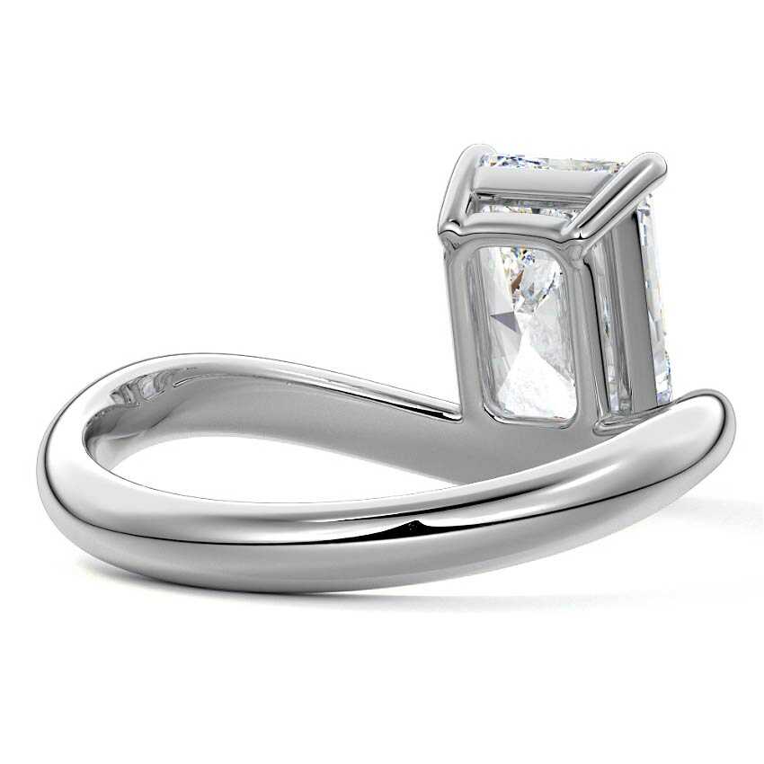 Silver Radiant Diamond Solitaire Engagement Ring