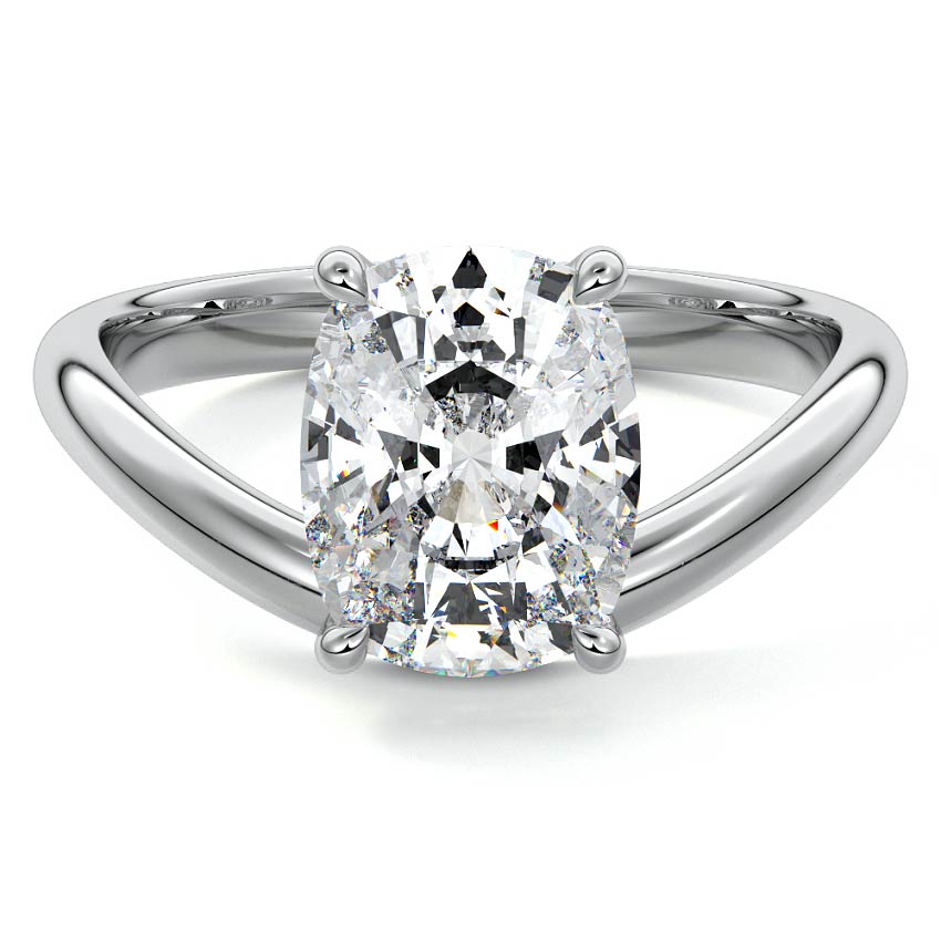 Platinum Cushion Diamond Solitaire Engagement Ring