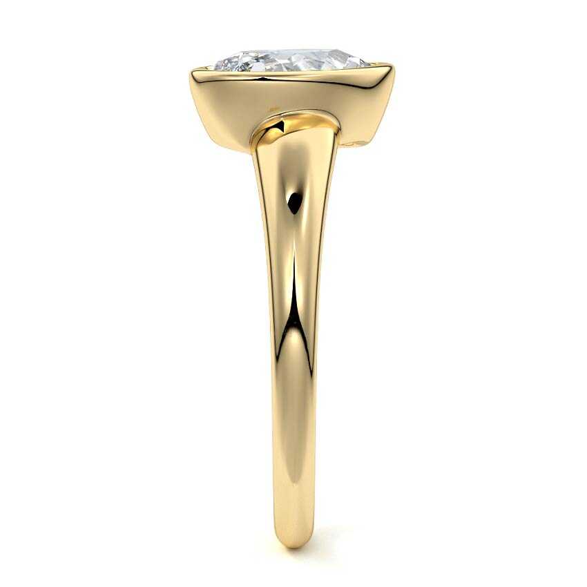 Yellow gold Pear Diamond Solitaire Engagement Ring with East-West Bezel Setting