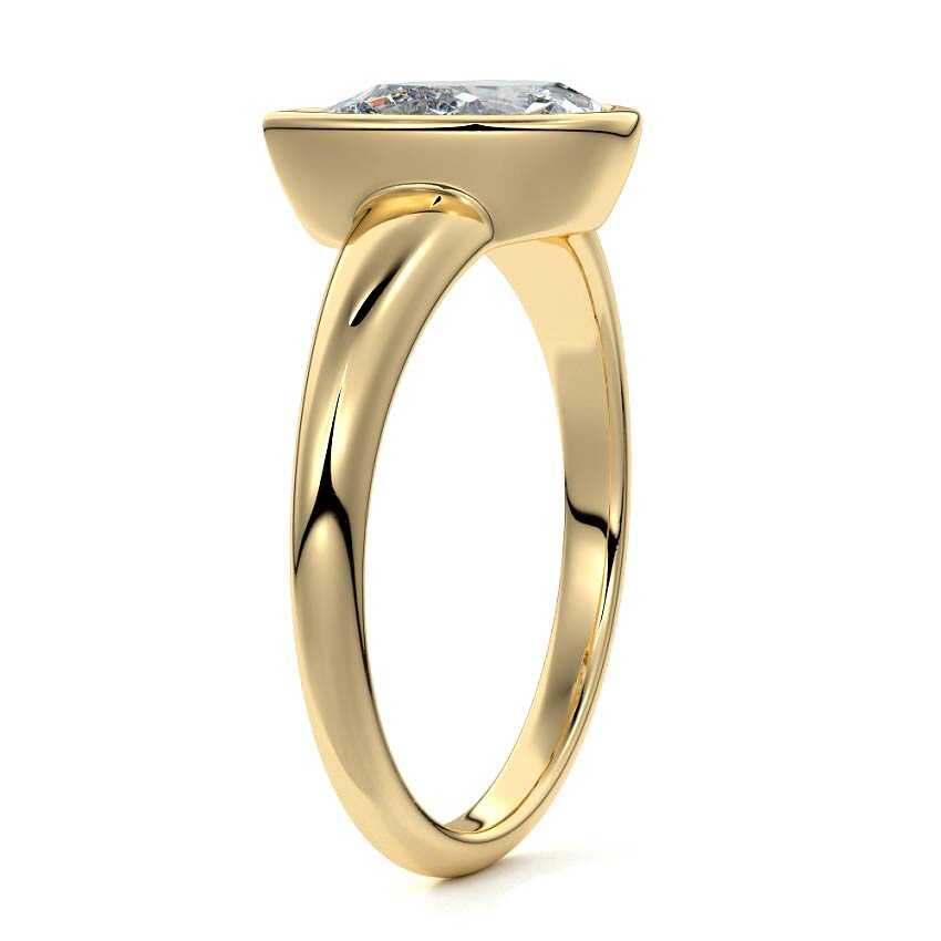 Yellow gold Pear Diamond Solitaire Engagement Ring with East-West Bezel Setting