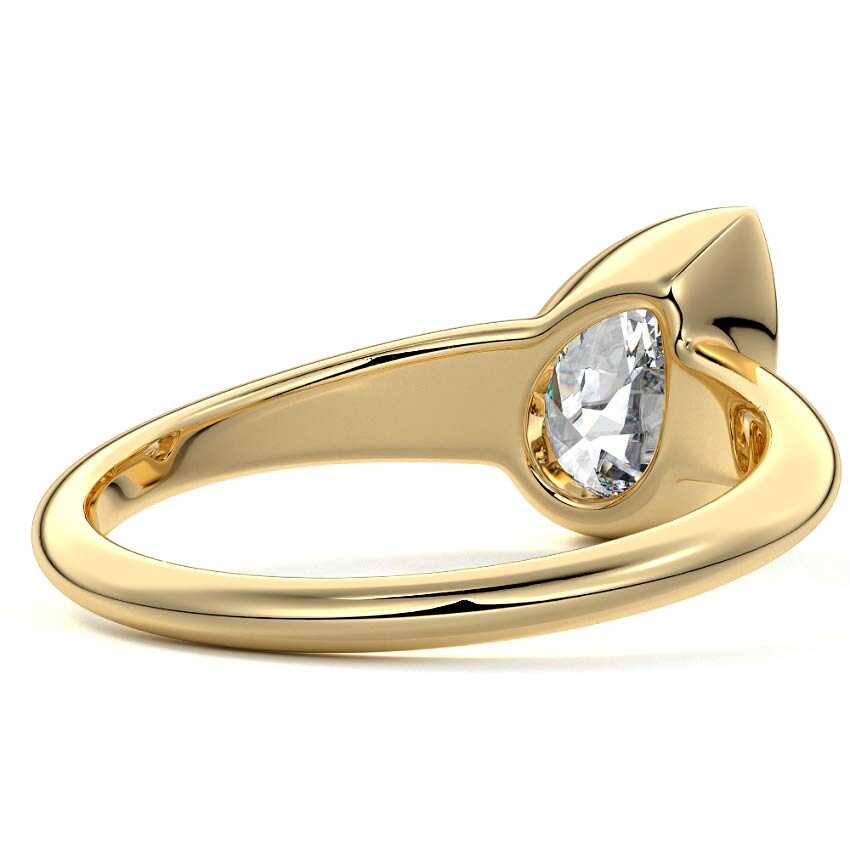 Yellow gold Pear Diamond Solitaire Engagement Ring with East-West Bezel Setting