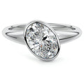 White gold Oval Diamond Solitaire Engagement Ring with East-West Bezel Setting 