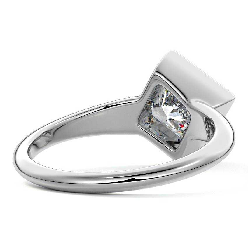 White gold Princess Diamond Solitaire Engagement Ring with East-West Bezel Setting