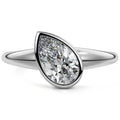 Silver Pear Diamond Solitaire Engagement Ring with East-West Bezel Setting