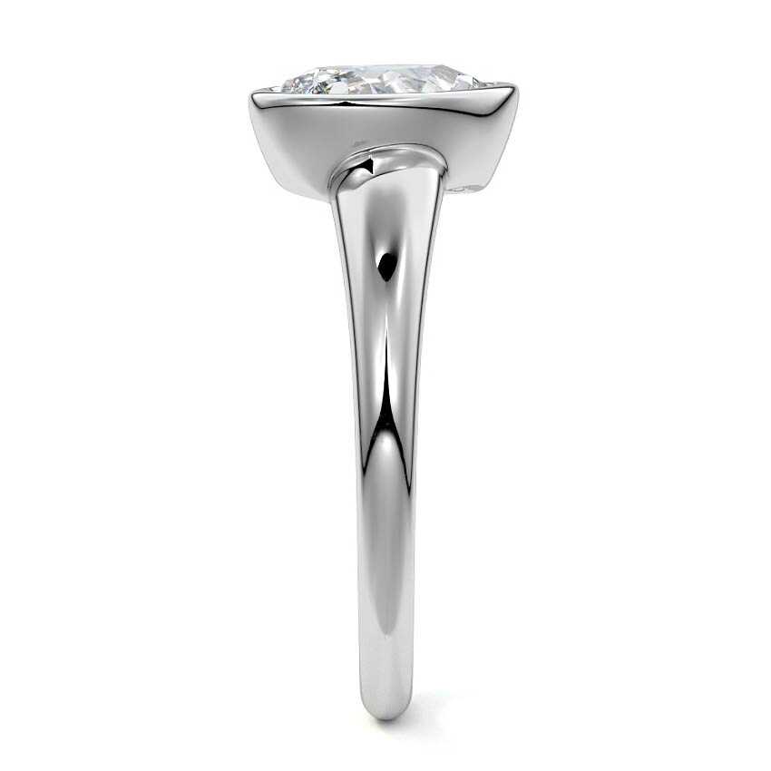 Silver Pear Diamond Solitaire Engagement Ring with East-West Bezel Setting