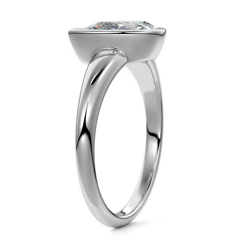 Silver Pear Diamond Solitaire Engagement Ring with East-West Bezel Setting
