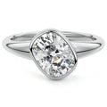 Silver Cushion Diamond Solitaire Engagement Ring with East-West Bezel Setting