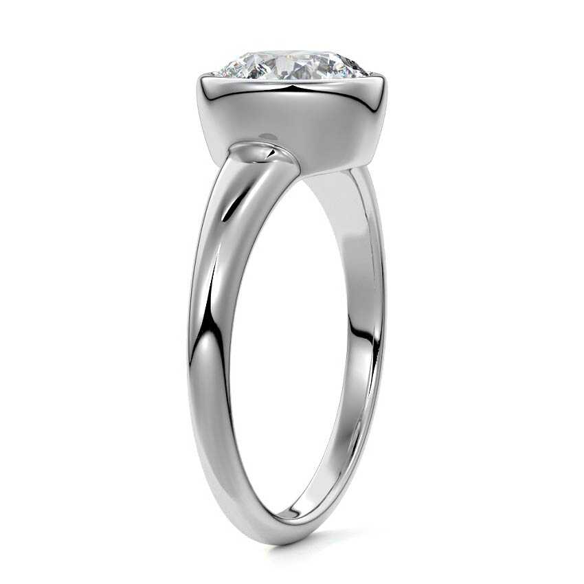 Platinum Round Diamond Solitaire Engagement Ring with East-West Bezel Setting