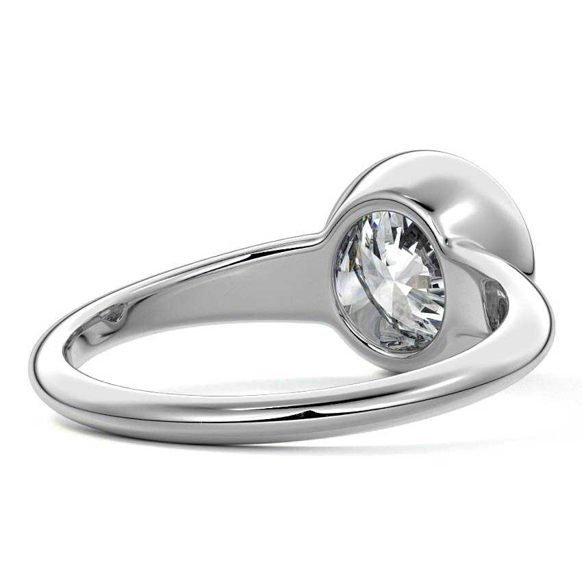 Platinum Round Diamond Solitaire Engagement Ring with East-West Bezel Setting