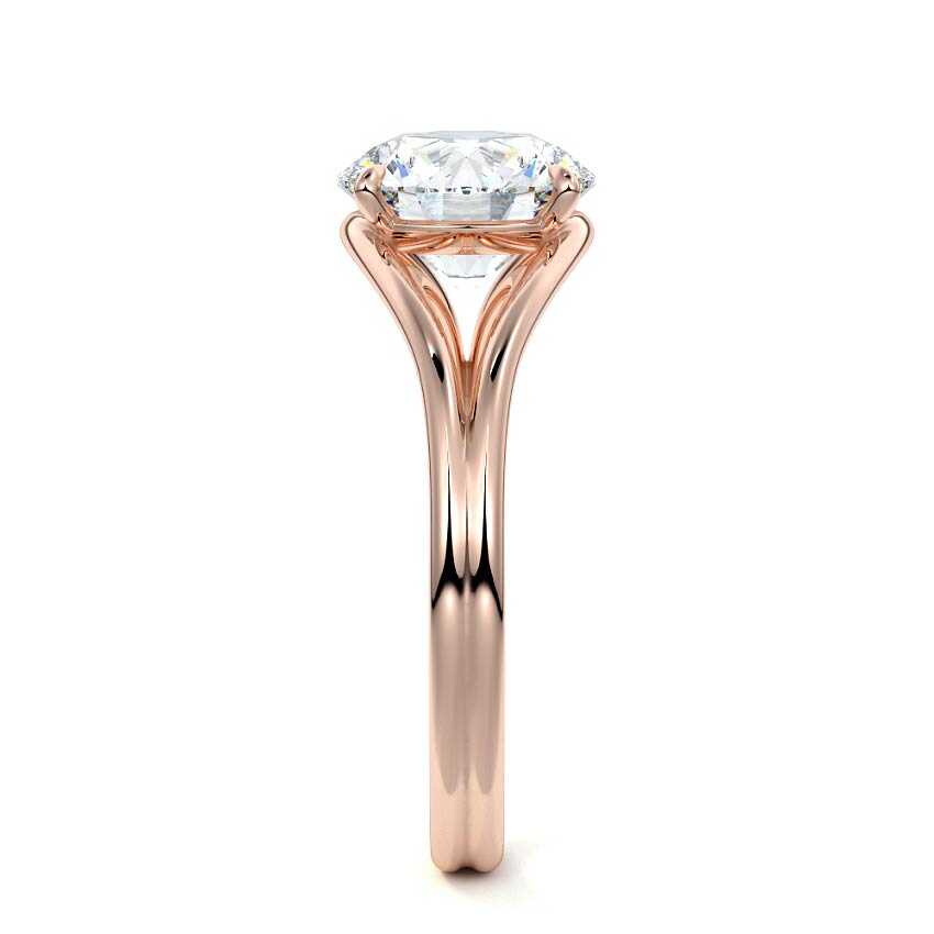 Rose gold Round Diamond Solitaire Engagement Ring with Multi-Row Split Shank