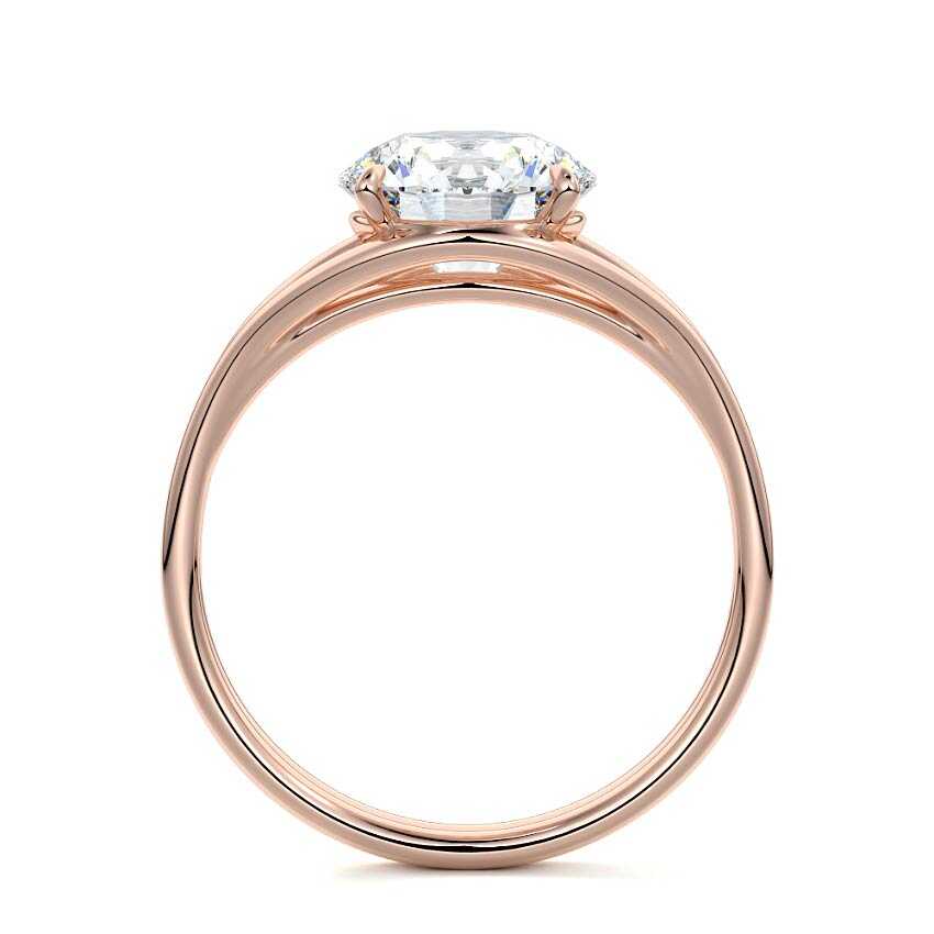 Rose gold Round Diamond Solitaire Engagement Ring with Multi-Row Split Shank