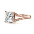 Rose gold Princess Diamond Solitaire Engagement Ring with Multi-Row Split Shank