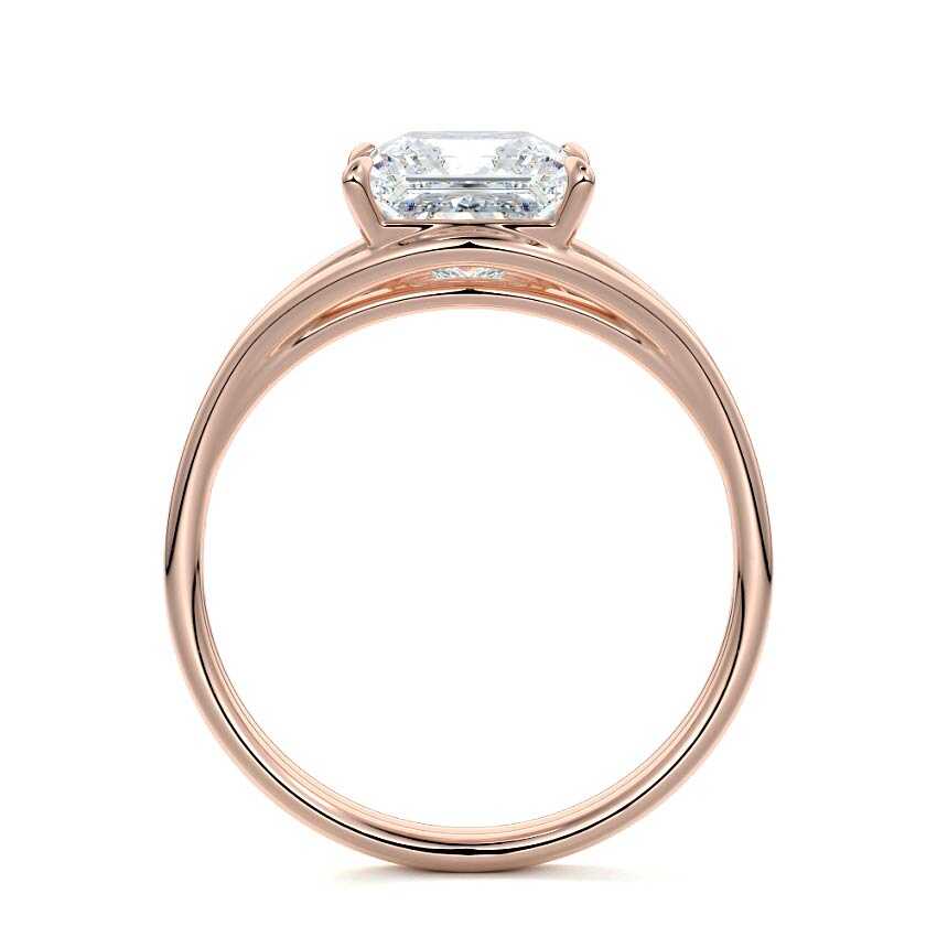 Rose gold Princess Diamond Solitaire Engagement Ring with Multi-Row Split Shank