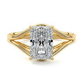 Yellow gold Radiant Diamond Solitaire Engagement Ring with Multi-Row Split Shank