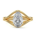 Yellow gold Pear Diamond Solitaire Engagement Ring with Multi-Row Split Shank