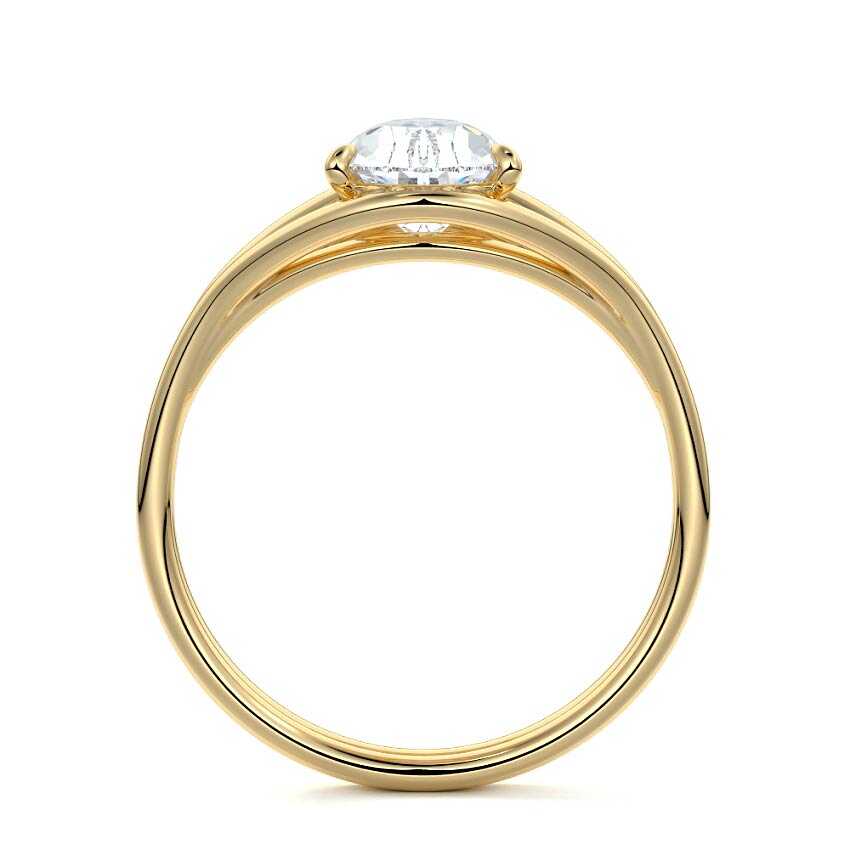 Yellow gold Pear Diamond Solitaire Engagement Ring with Multi-Row Split Shank