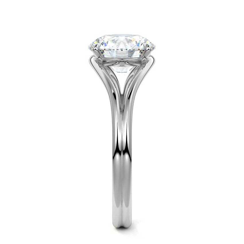 White gold Round Diamond Solitaire Engagement Ring with Multi-Row Split Shank