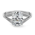 White gold Cushion Diamond Solitaire Engagement Ring with Multi-Row Split Shank