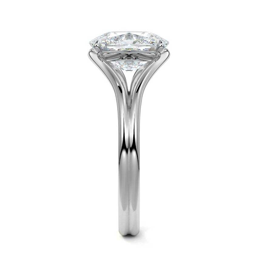 White gold Cushion Diamond Solitaire Engagement Ring with Multi-Row Split Shank