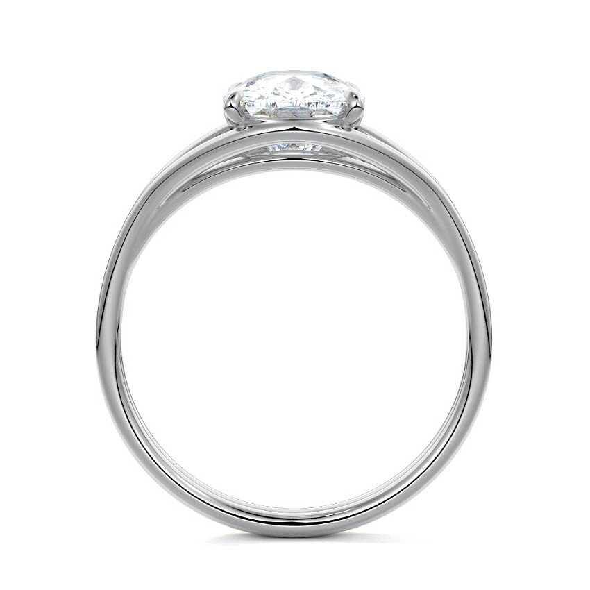 White gold Cushion Diamond Solitaire Engagement Ring with Multi-Row Split Shank