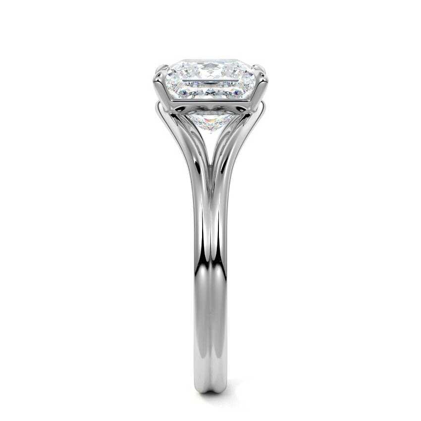 Silver Princess Diamond Solitaire Engagement Ring with Multi-Row Split Shank