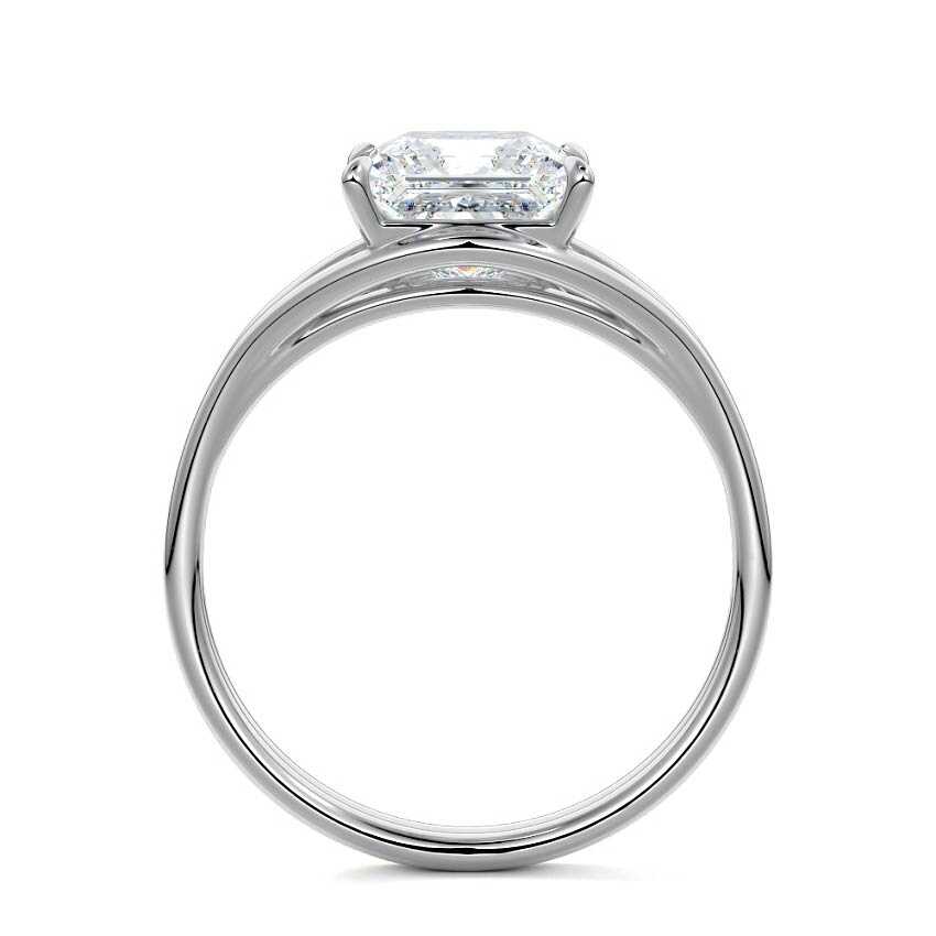 Silver Princess Diamond Solitaire Engagement Ring with Multi-Row Split Shank