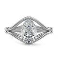 Platinum Pear Diamond Solitaire Engagement Ring with Multi-Row Split Shank
