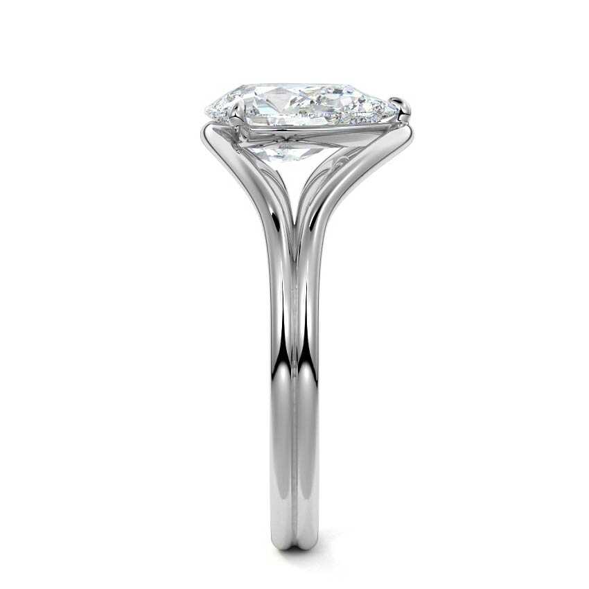 Platinum Pear Diamond Solitaire Engagement Ring with Multi-Row Split Shank