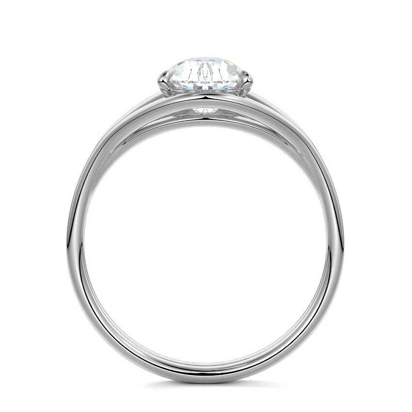 Platinum Pear Diamond Solitaire Engagement Ring with Multi-Row Split Shank