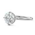 Platinum Round Diamond Solitaire Engagement Ring with Hidden Halo
