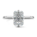 Platinum Radiant Diamond Solitaire Engagement Ring with Hidden Halo