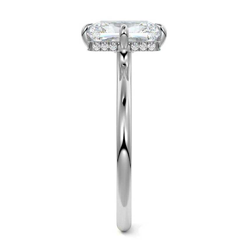 Platinum Radiant Diamond Solitaire Engagement Ring with Hidden Halo